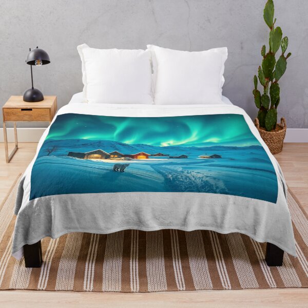 Item preview, Northern lights over an Arctic village designed and sold by Zazeyy.