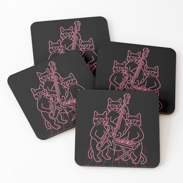 Item preview, Retro Neon Jazz Cats – Cool Kitty Band Playing Sax, Bass & Keys designed and sold by Shoot-The-Moon.