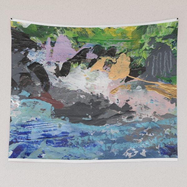 Item preview, Original Painting Abstract Landscape Waterfall Riverside Organic Shapes Bold Colors Stunning Abstract Compotorary  designed and sold by pngrktes-art.