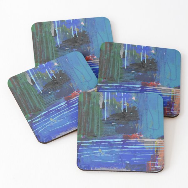 Item preview, Blue Lines Multicolored Tonal Textured Stripes Original Abstract Painting designed and sold by pngrktes-art.