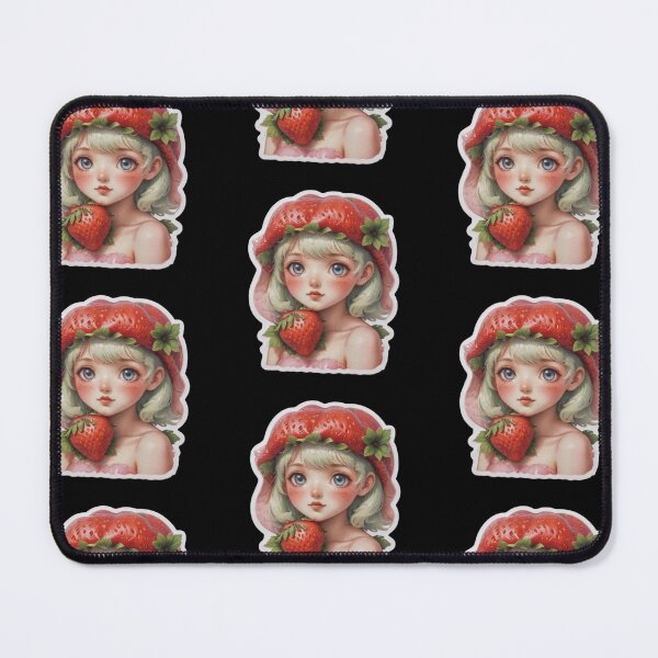 Item preview, Strawberry Cutie – Vintage Kawaii Art with Strawberries designed and sold by Vibrant-Shadows.