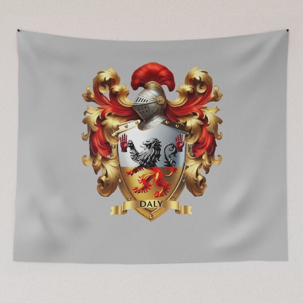 Item preview, Daly Family Crest – Irish Split Shield with Lions & Red Hands designed and sold by Highlandkings.