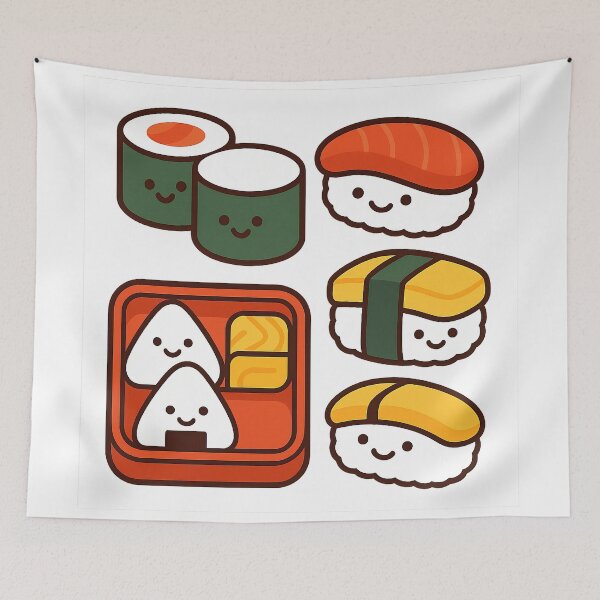 Item preview, Kawaii Japanese Sushi & Bento Cute Vector Illustration designed and sold by NipponPop.