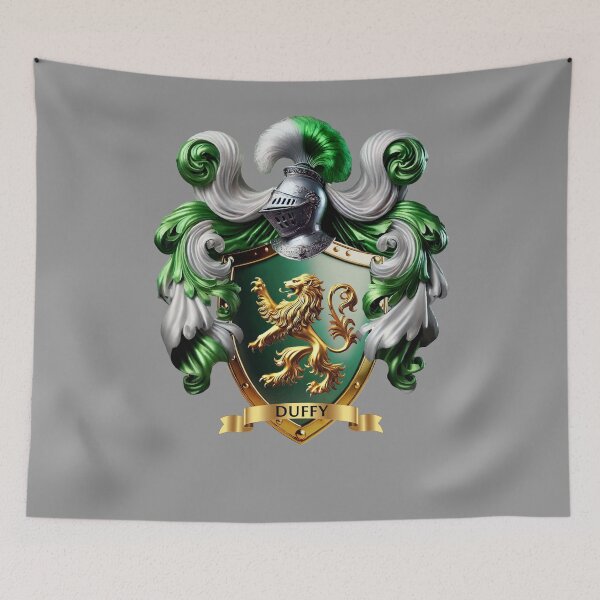 Item preview, Duffy Family Crest – Irish Green Shield with Golden Lion designed and sold by Highlandkings.