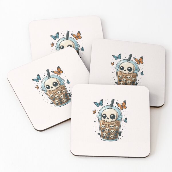 Item preview, Skull Bubble Tea Design – Creepy Cute Boba with Mini Skull Pearls designed and sold by ColorSplash123.