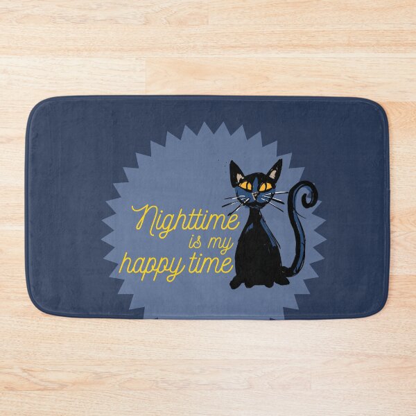 Item preview, Nighttime is my happy time - cute black cat designed and sold by kobyakov.