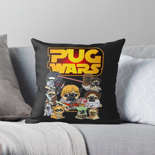 PUG WARS Throw Pillow