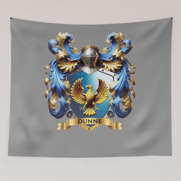 Item preview, Dunne Family Crest – Irish Blue Shield with Golden Eagle designed and sold by Highlandkings.
