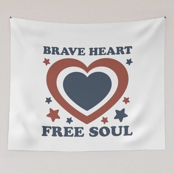 Item preview, Brave Heart Free Soul - Retro Patriotic USA 4th of July Heart And Stars designed and sold by Sunserize Designs.