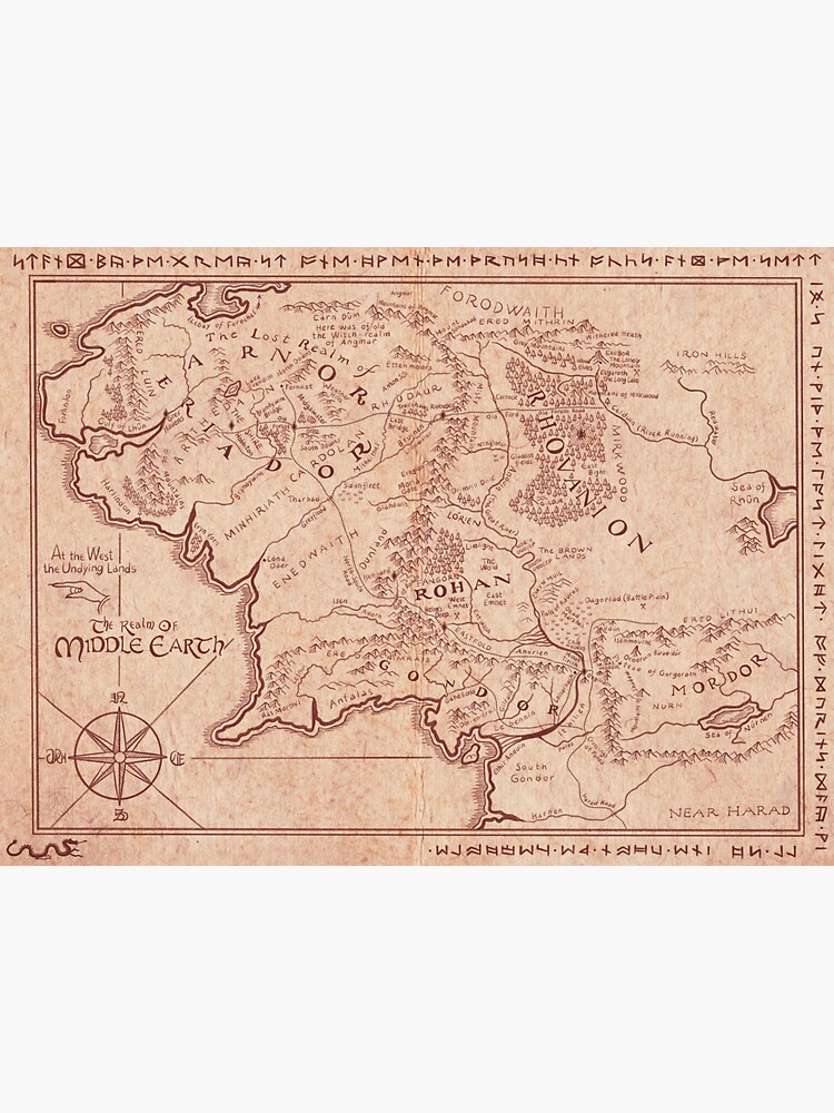 Thumbnail 3 of 3, Sticker, Middle Earth map designed and sold by InmaG.