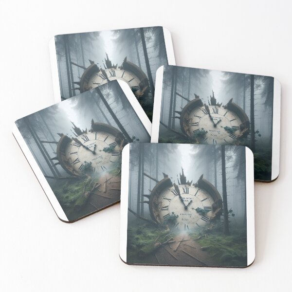 Item preview, Broken Clock in Foggy Forest – Surreal Time Lost Art Print designed and sold by ashokreddy343.