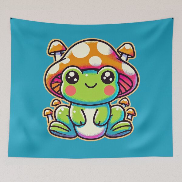 Item preview, Adorable Kawaii Frog with Mushroom Hat – Whimsical Forest Cutie	 designed and sold by Victor Shadehorn.