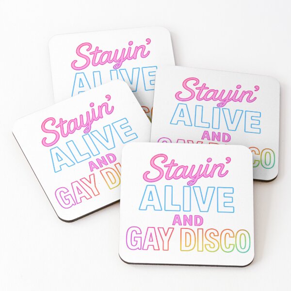 Item preview, Stayin' Alive and Gay Disco – Neon Pride Art designed and sold by Haus Of Sin.