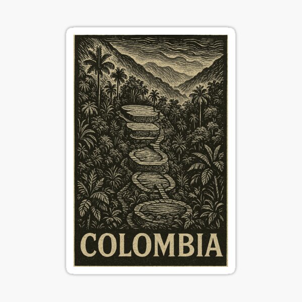 Item preview, Colombia Linocut Style  designed and sold by Thistle-TShop.