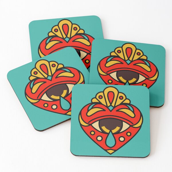 Item preview, Aztec Sacred Heart Tattoo Blue designed and sold by Hellagreat.