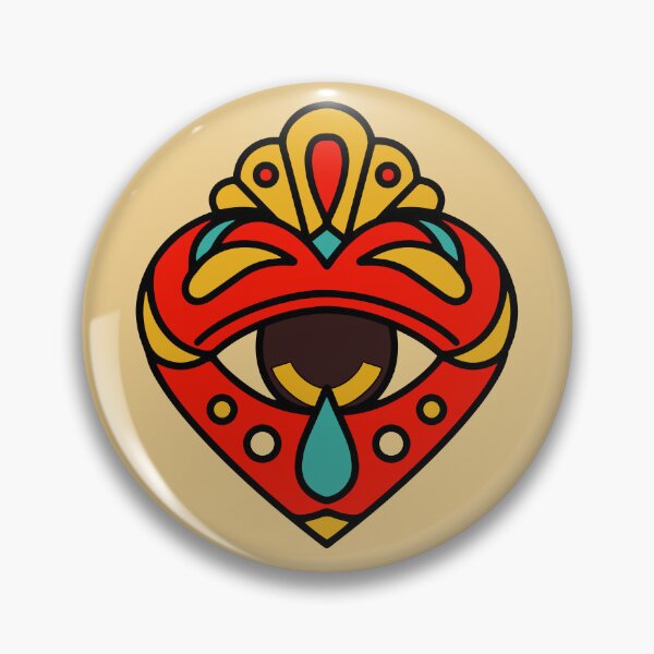 Item preview, Aztec Sacred Heart Tattoo Light Gold designed and sold by Hellagreat.
