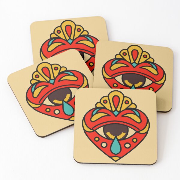 Item preview, Aztec Sacred Heart Tattoo Light Gold designed and sold by Hellagreat.