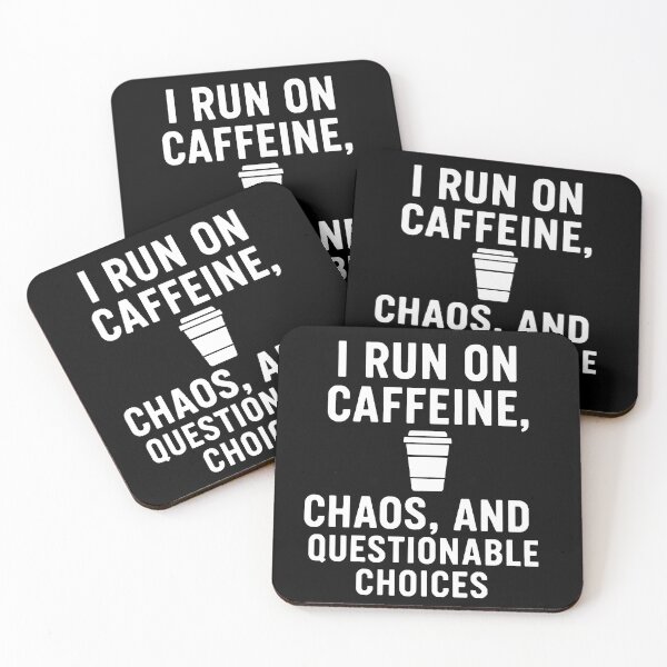 Item preview, Caffeine Chaos and Questionable Choices Bold white Coffee Quote Design designed and sold by Greemo03.