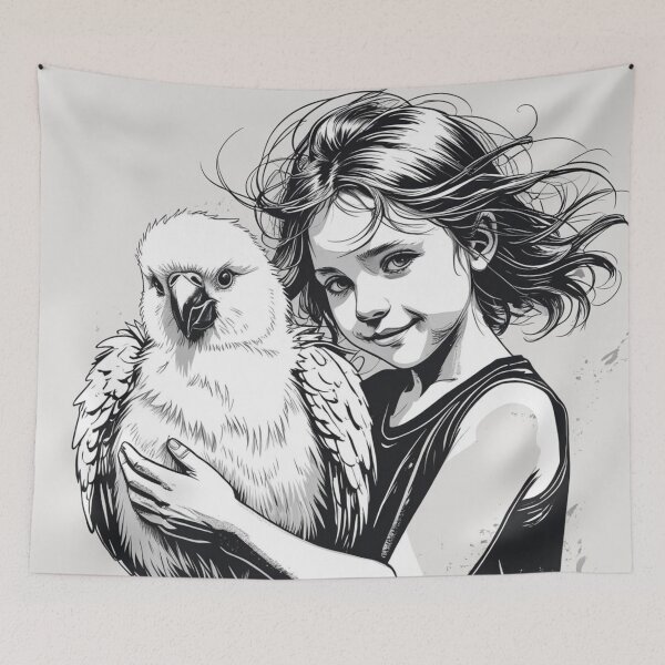 Item preview, Girl holding a white bird 3 designed and sold by AlinaSCorner.