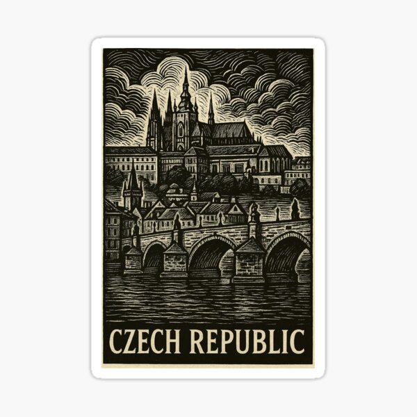 Item preview, Czech Republic Linocut Style  designed and sold by Thistle-TShop.