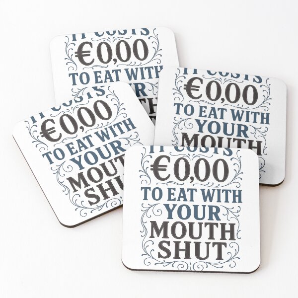 Item preview, Funny Eating Etiquette Quote – “It Costs $0.00 to Eat with Your Mouth Shut” Typography Art designed and sold by Shoot-The-Moon.