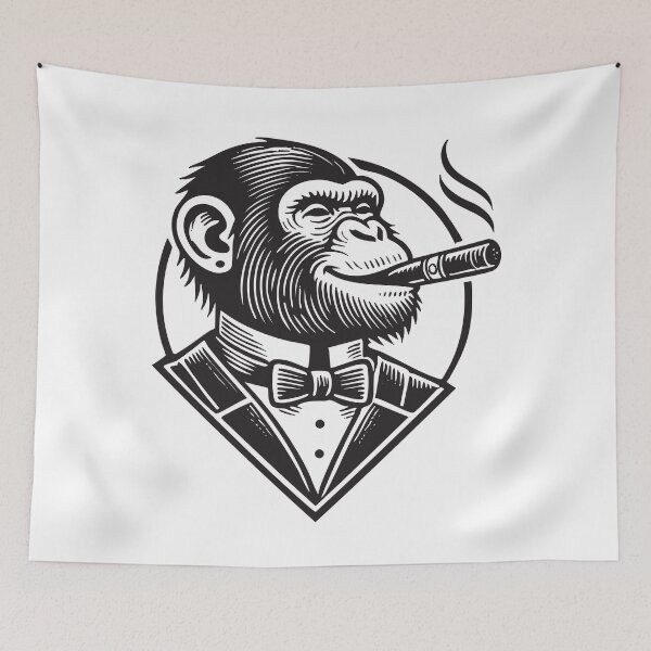 Item preview, Classy Chimpanzee with Cigar – Retro Mafia Vibes Design	 designed and sold by Victor Shadehorn.
