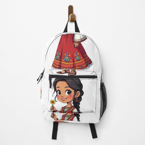 Item preview, Albanian Folk Girl Art – Gjirokastra Traditional Costume with Flower – Cute Ethnic Design designed and sold by TeutaDesings.