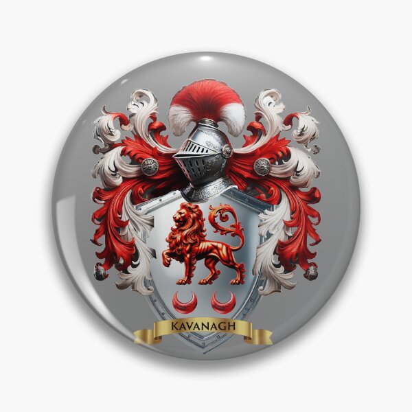 Item preview, Kavanagh Family Crest – Irish Silver Shield with Red Lion & Crescents designed and sold by Highlandkings.