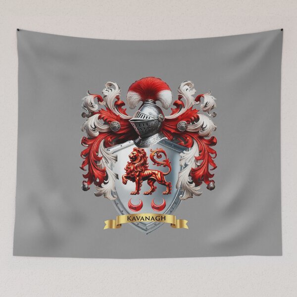 Item preview, Kavanagh Family Crest – Irish Silver Shield with Red Lion & Crescents designed and sold by Highlandkings.