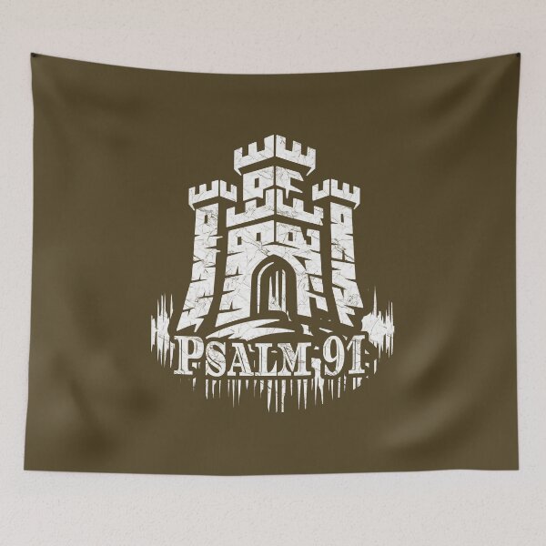 Item preview, Abstract Christian Design Fortress Psalm 91 – High Contrast Christian Symbol-White designed and sold by ZechJohnRB.