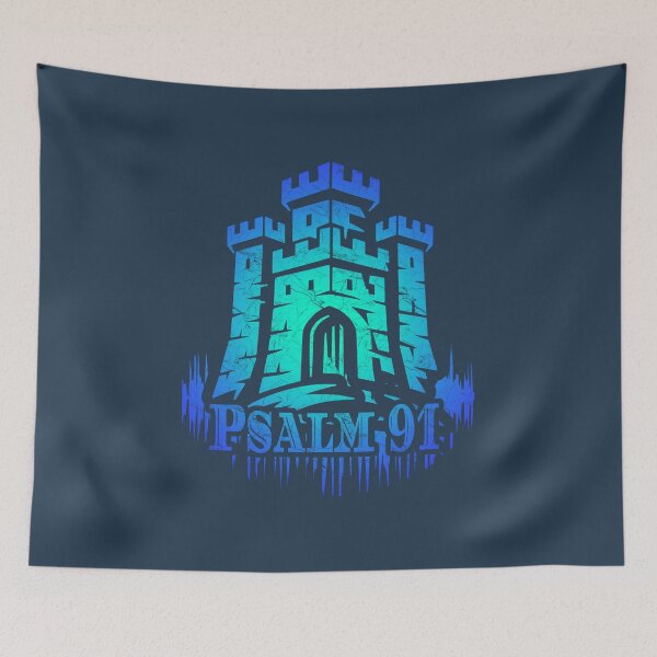 Item preview, Abstract Christian Design Fortress Psalm 91 – High Contrast Christian Symbol-Teal/Turquoise/Cyan designed and sold by ZechJohnRB.