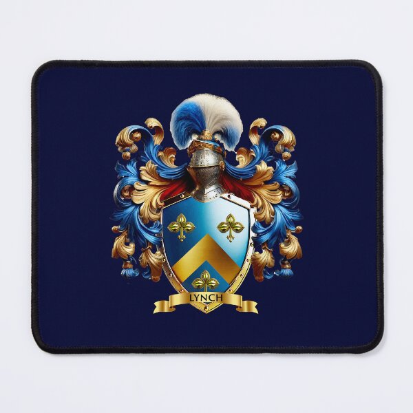 Item preview, Lynch Family Crest – Irish Blue Shield with Gold Chevron & Trefoils designed and sold by Highlandkings.