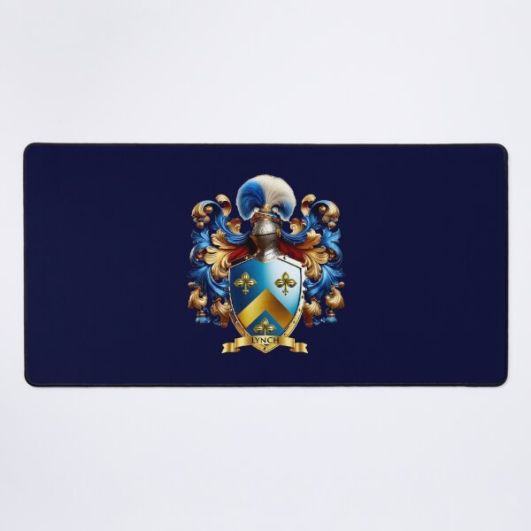 Item preview, Lynch Family Crest – Irish Blue Shield with Gold Chevron & Trefoils designed and sold by Highlandkings.