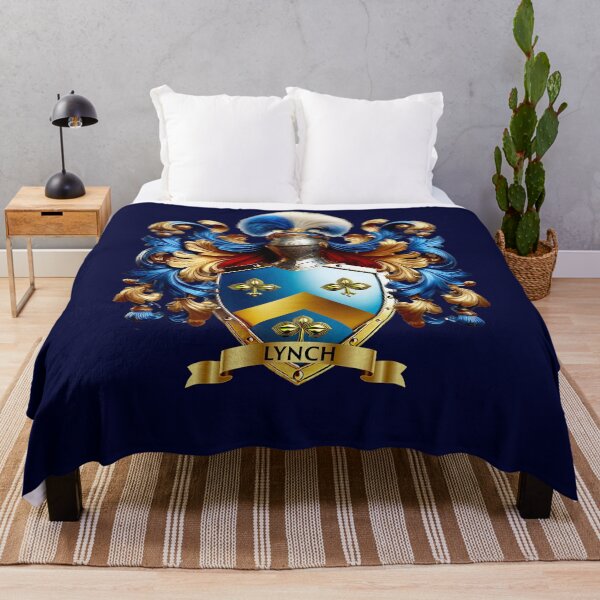 Item preview, Lynch Family Crest – Irish Blue Shield with Gold Chevron & Trefoils designed and sold by Highlandkings.