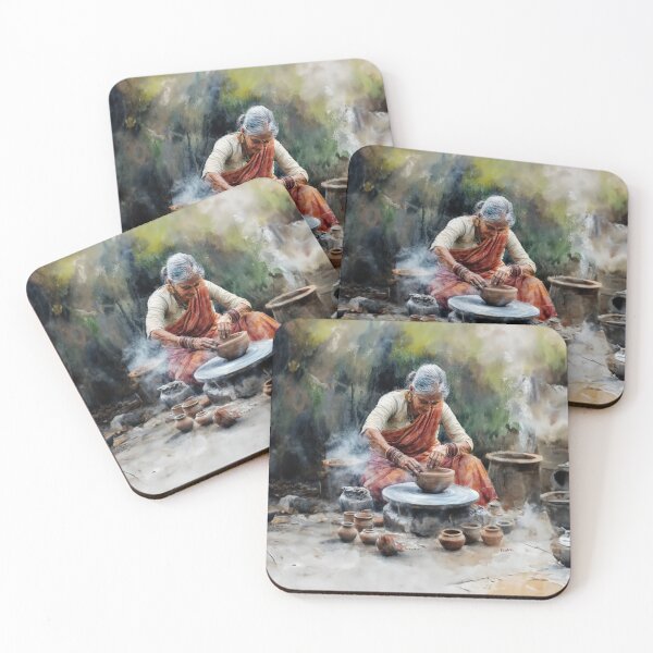 Item preview, Indian woman doing clay sculpting designed and sold by Made-by-Gus.