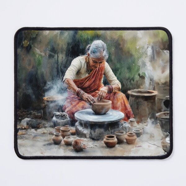 Item preview, Indian woman doing clay sculpting designed and sold by Made-by-Gus.