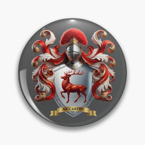 Item preview, McCarthy Family Crest – Irish Silver Shield with Red Stag designed and sold by Highlandkings.