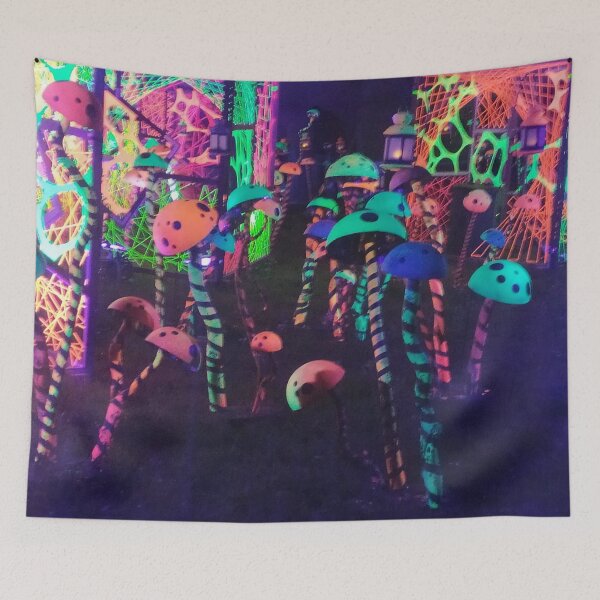 Item preview, Vibrant Neon Mushroom Art Installation with Fluorescent Lighting designed and sold by CreativeWorld96.