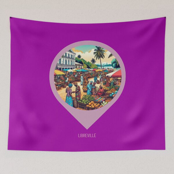 Item preview, Retro Libreville 70s Comic Style Cityscape – Vintage AI Artwork for Clothing, Gifts, and Urban Travel Lovers designed and sold by knalpot-design.