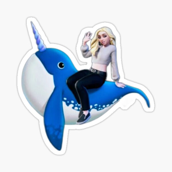 Item preview, Fantasy Illustration of a Female Character Sitting on a Blue Cartoon Narwhal designed and sold by CreativeWorld96.