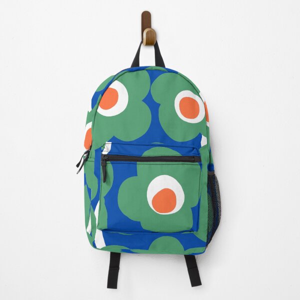 Item preview, Cheerful Retro Floral Pattern in Cobalt Blue, Green and Tangerine designed and sold by Deutschic.