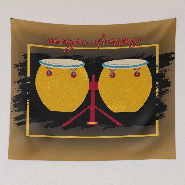 Item preview, The Conga Drums In Gold Red Black Green designed and sold by BrightrDayMusicArt.