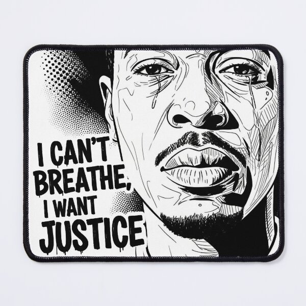 Item preview, I Can't Breathe – Justice Not O₂ (Black & White Protest Art) designed and sold by Pulse Creativity Designs.