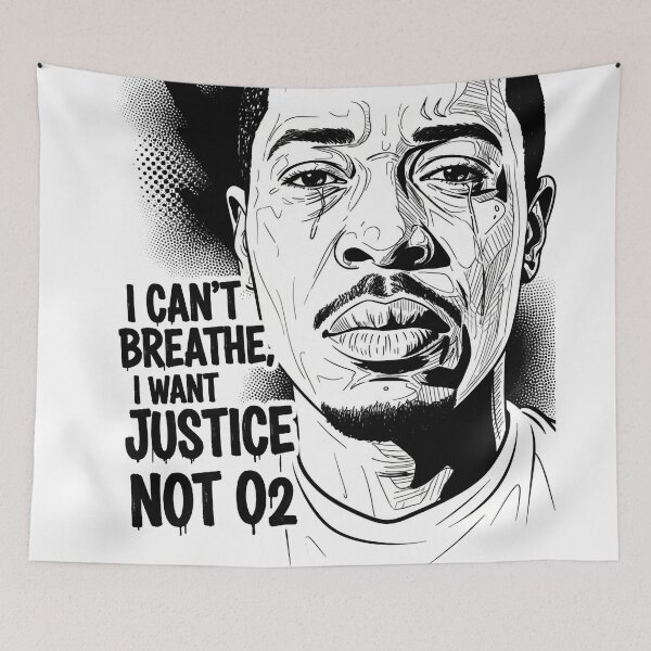 Item preview, I Can't Breathe – Justice Not O₂ (Black & White Protest Art) designed and sold by Pulse Creativity Designs.