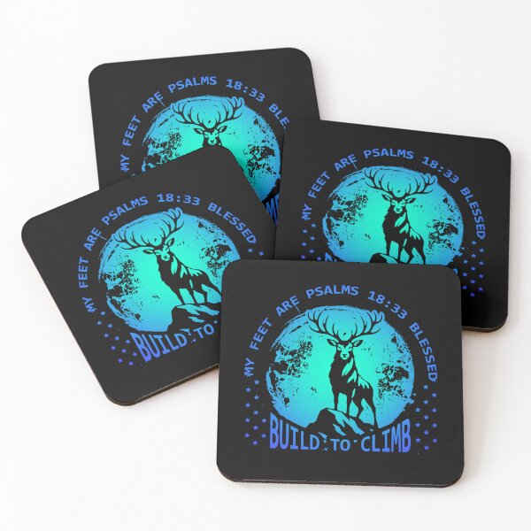Item preview, mountain climbers - hikers - mountaineers- Psalm 18:33 Deer Silhouette Christian Art Athletic & climbers motivation | Summer & Hiking Turquoise teal designed and sold by ZechJohnRB.