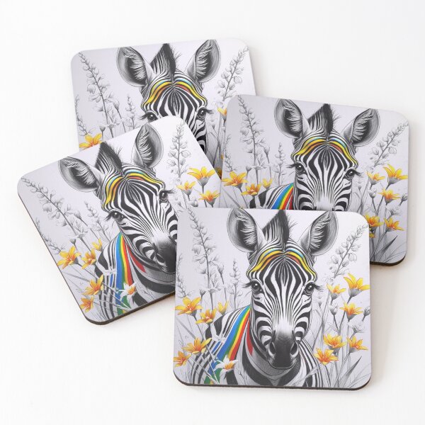 Item preview, Cute Long Eyelashes Zebra in Black and White and field of flowers 2 designed and sold by AlinaSCorner.