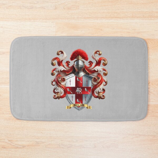 Item preview, Nolan Family Crest – Irish Silver Shield with Red Cross, Lion, Martlets & Swords designed and sold by Highlandkings.