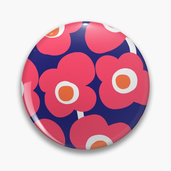 Item preview, Vivid Retro Floral Pattern in Midnight Blue, Neon Fuchsia and Tangerine designed and sold by Deutschic.