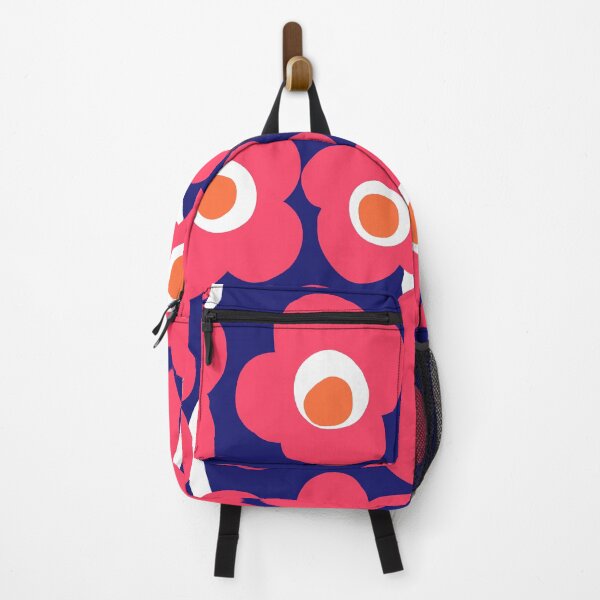 Item preview, Vivid Retro Floral Pattern in Midnight Blue, Neon Fuchsia and Tangerine designed and sold by Deutschic.