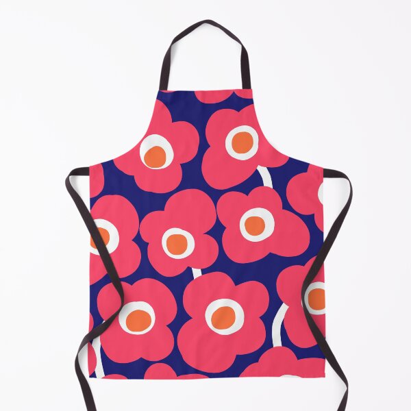 Item preview, Vivid Retro Floral Pattern in Midnight Blue, Neon Fuchsia and Tangerine designed and sold by Deutschic.